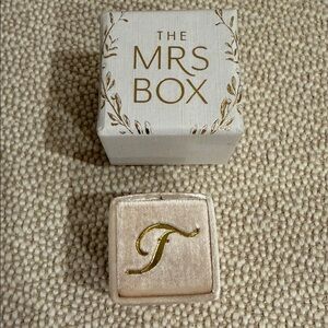 The Mrs Box Velvet Ring Box with Gold Letter F